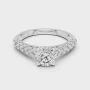 Lab Grown Round Diamond Ring with Graduated Side Stones in Yellow Gold