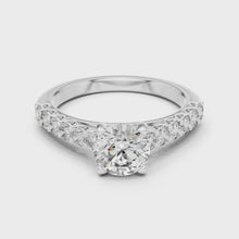 Lab Grown Round Diamond Ring with Graduated Side Stones in Yellow Gold
