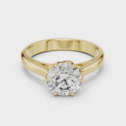 Lab Grown Round Solitaire Diamond Ring with Scroll Gallery in Yellow Gold