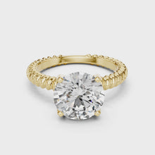 Round Solitaire Engagement Ring with Twisted Rope Band in 14K Yellow Gold