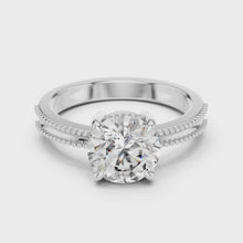Round Solitaire Engagement Ring with Beaded Milgrain Band
