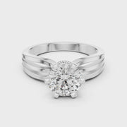 Lab Grown Round Solitaire Diamond Ring with Triple Split Shank in Yellow Gold