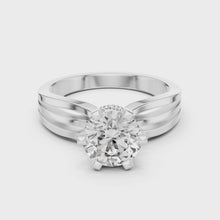 Lab Grown Round Solitaire Diamond Ring with Triple Split Shank in Yellow Gold