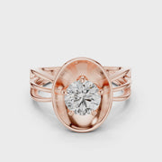 Lab Grown Round Diamond Ring with Bold Gold Disc & Split Shank in Yellow Gold