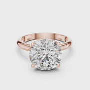 Lab Grown Round Solitaire Diamond Ring with Hidden Halo in Yellow Gold