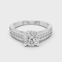 Lab Grown Round Solitaire Diamond Ring with Channel-Set Diamond Shoulders in Yellow Gold