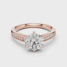 Lab Grown Round Diamond Solitaire Ring with Pavé Shoulders in Yellow Gold