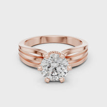 Lab Grown Round Solitaire Diamond Ring with Triple Split Shank in Yellow Gold