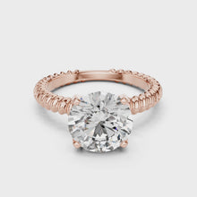 Round Solitaire Engagement Ring with Twisted Rope Band in 14K Yellow Gold