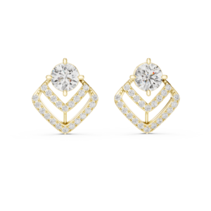 Diamond Chevron Stud Earrings Yellow Gold