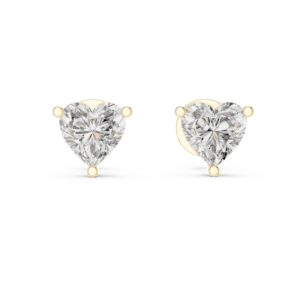 Heart Shaped Diamond Stud Earrings Yellow Gold