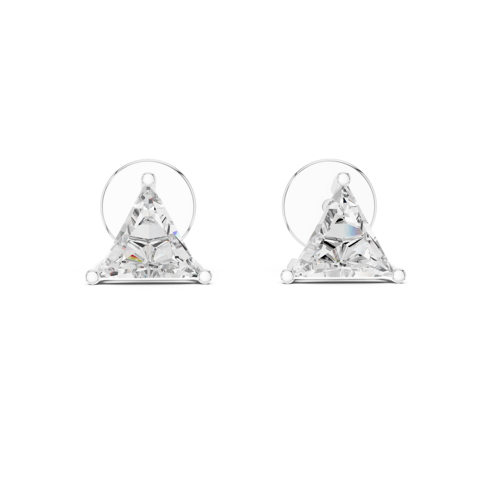 Trillion Cut Diamond Stud Earrings White Gold