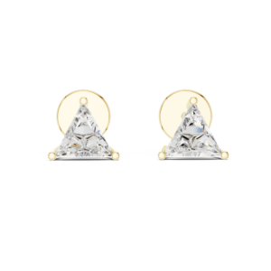 Trillion Cut Diamond Stud Earrings Yellow Gold
